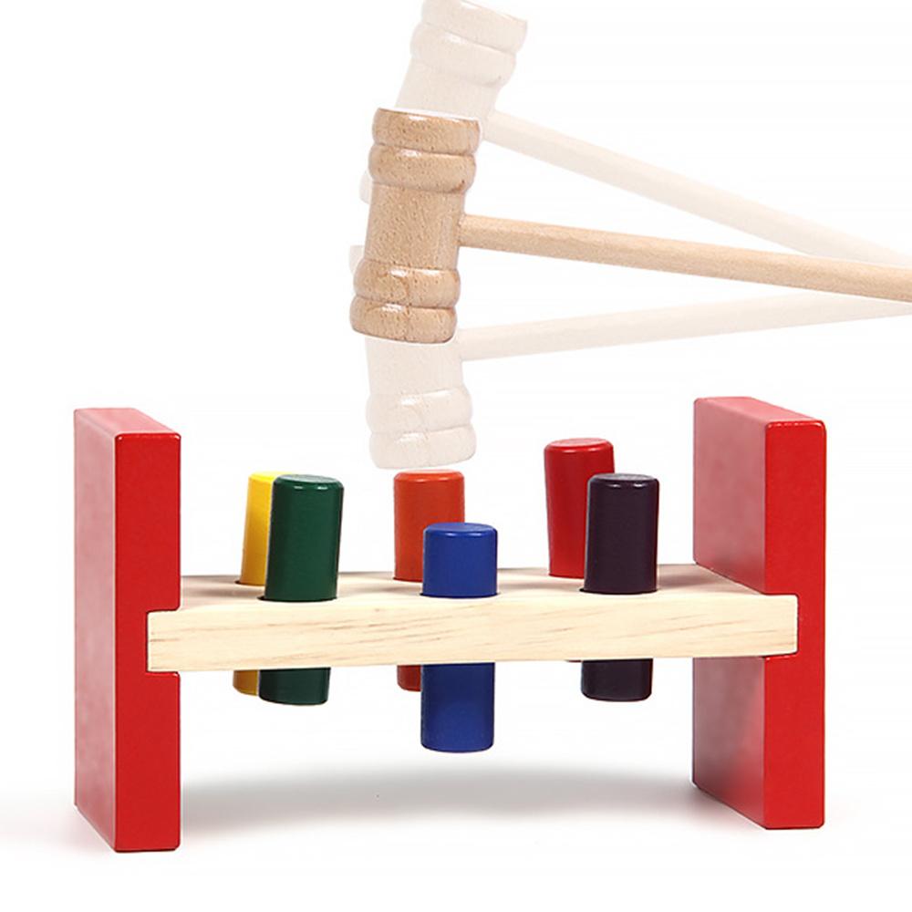 Educational Toy For 2 Years Old Colorful Wooden Knocking Stand For Toddler