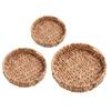 Rattan Weidenkorb Handgeflochten Obst Tee Snack Brotkorb Kosmetik Runde Aufbewahrungsbox Wasserhyazinthe Tablett Schmuckschale