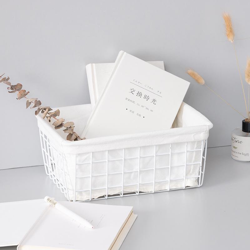 Wrought Iron Desktop Storage Basket for Cosmetics and Snacks