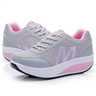 Damenschuhe 2025 Neue Mode Atmungsaktives Mesh Keilabsatz Plateau Schnür-Sneaker Freizeitschuhe Zapatos Mujer