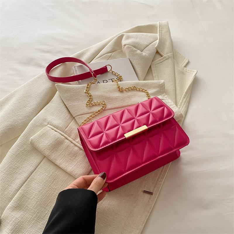 Stylish Chic Small Crossbody Bag Trendy Fashionable Chain Shoulder Purse In Black Pink White Blue