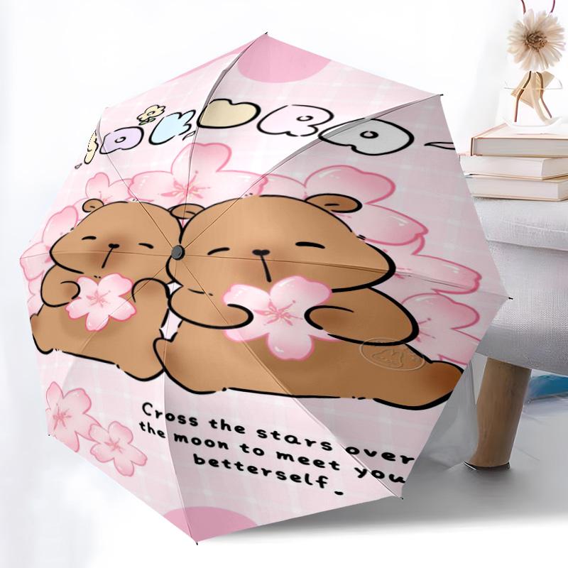 Space Bear Dreams Folding umbrella 8 paraphenoid bones Portable Sun umbrella Umbrella Three folds