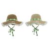 Straw Hat Wide Brim Embroidery Lace Splicing Beach Hat Embroidered Floral Adjustable Chin Strap Summer Sun Protection Hat