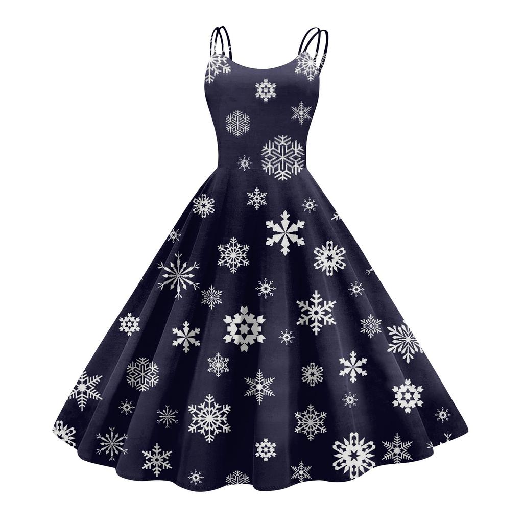 Women's Fashion Sexy Strapless Gothic Cocktail Christmas Graphic Printed Vintage Long Dresses