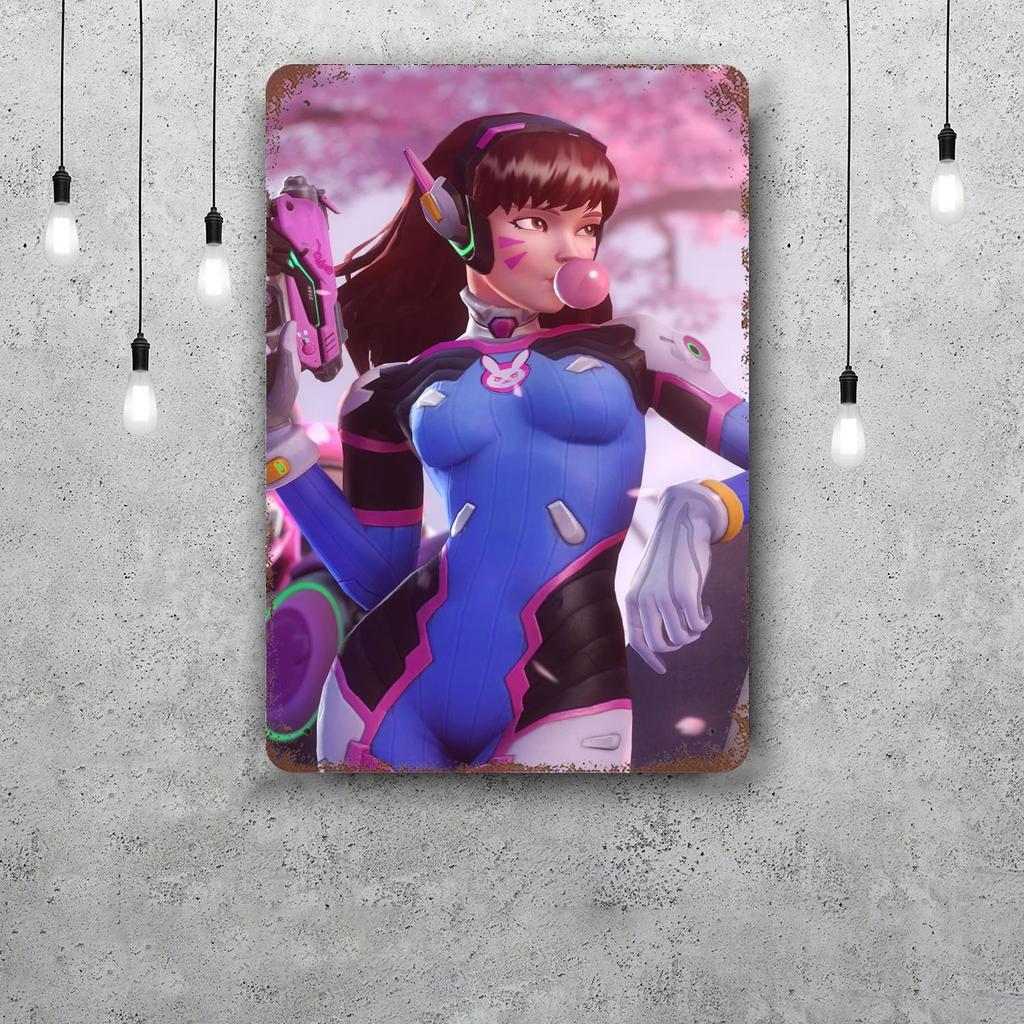 dva overwatch Funny Bar Metal Sign Retro Plaque Vintage Sign Alcohol Drinker Pub Club Man Cave Kitchen Wall Decoration