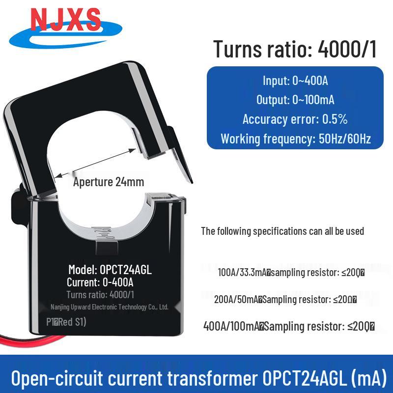 Small Open-Close Current Transformer: Open-Type, Compatible with 5A/2.5mA/5mA, 100A/20mA, 200A/333mV.