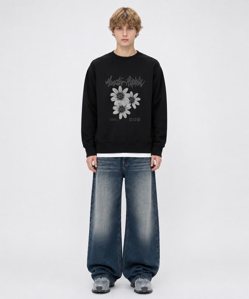 MONSTER REPUBLIC Daisy Flower Gray Sweatshirt Black_9129