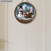 Christmas Wooden Welcome Sign with Snowman & Elk Pattern - Navidad Round Sign for Front Door, Wall Hanging Decor - Ideal Christmas Ornament
