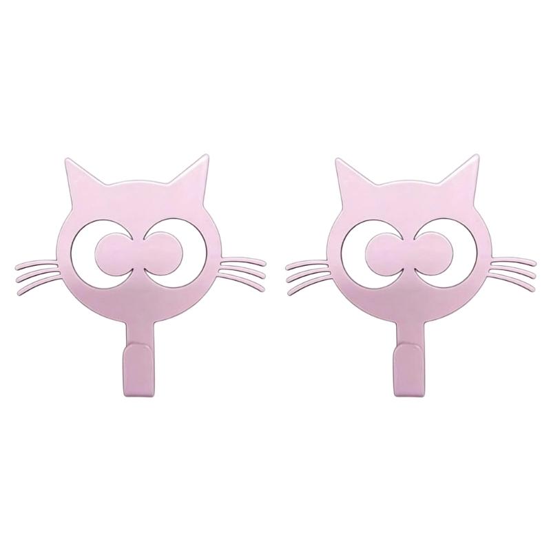 

Double Pack Artistic Cats Door Hooks Metal Construction Hanger for Bathroom Practical Home Organization Tool розовый