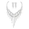 Shiny Rhinestone Necklace Earrings Two-piece Set Love Tassel Necklace Ear Jewelry