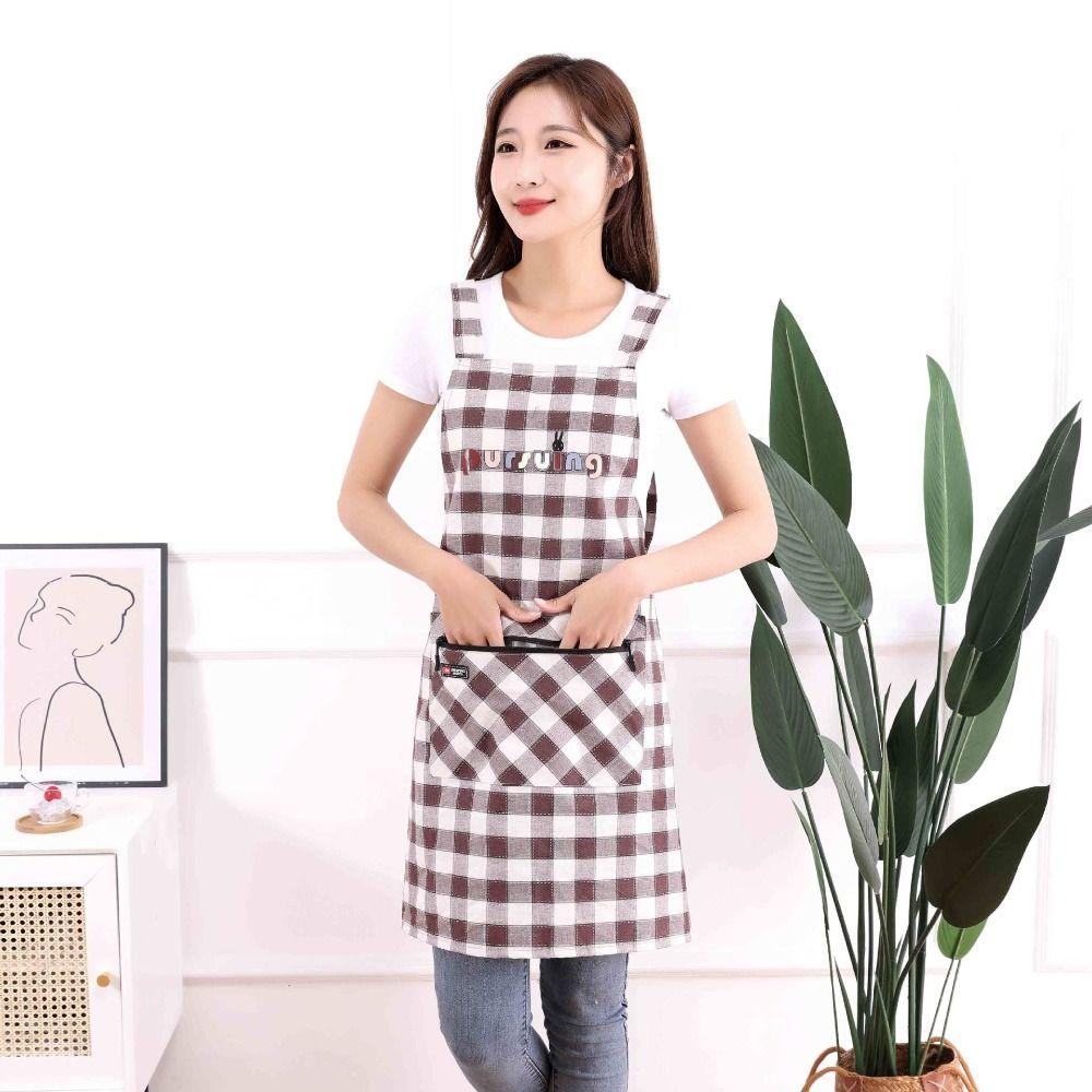 Stain-Resistant Kitchen Apron Sleeveless Breathable Workwear Apron Cotton Wipeable Hands Coffee Uniform Home Kitchen