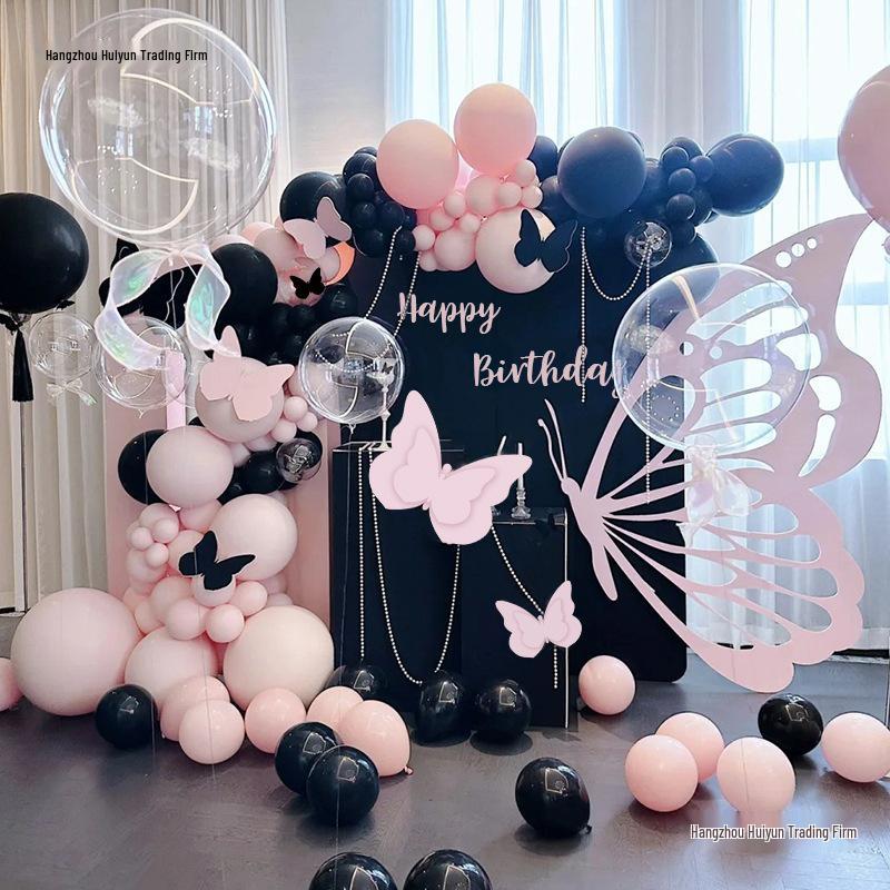 Butterfly-Themed Balloon Decorations for 18th Birthday Celebration Backdrop