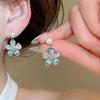 Korean-Style Sweet Colorful Zirconia Stud Earrings: Spring/Summer Five-Petal Flower Design for Women.