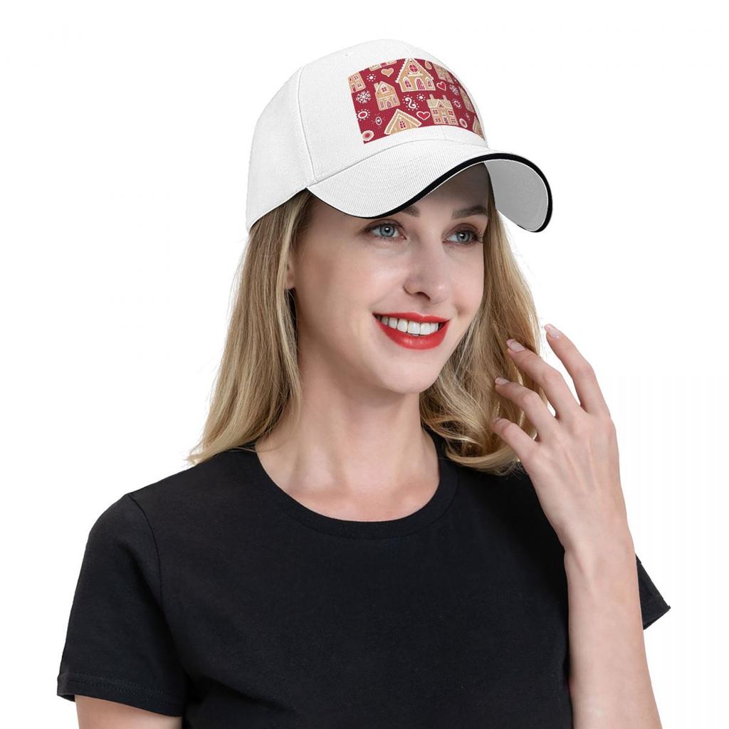 Unisex Baseball Hats Christmas Gingerbread House Pattern Summer Sports Baseball Caps Hip Hop Cap Casquette Polychromatic Hats