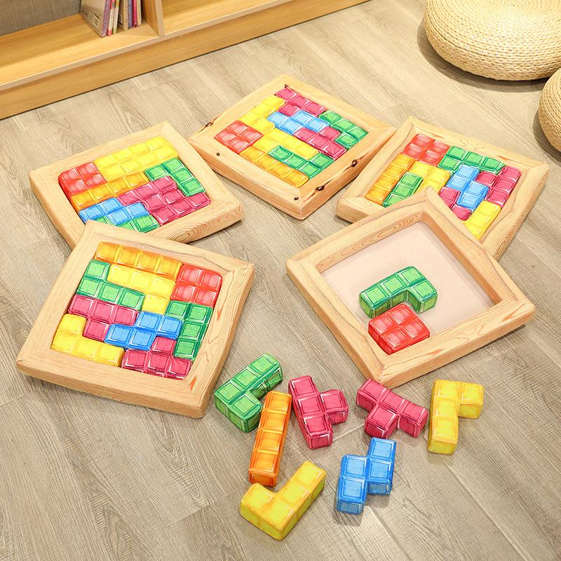 Children's Puzzle Cushion Early Education Educational Toys Russian Building Block Throw Pillow