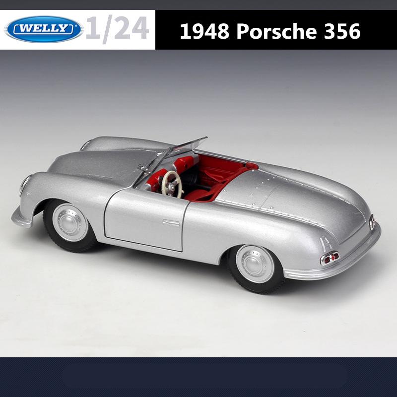 Welly 1/24 Porsche 356 No. 1 Roadster Alloy Retro Sports Car Model Diecast Metal Classic Car Model Simulation Childrens Toy Gift