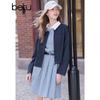 Betu Women's 2025 Autumn Collarless Faux Denim Short Jacket