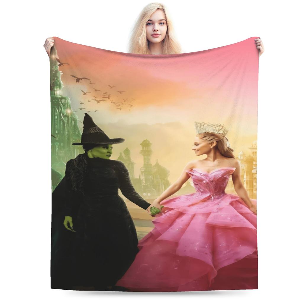 W-Wicked 2 Musical Movie Glinda Elphaba Blanket  Soft Novelty Plush Throw Blanket For Boy Girl Couch Chair Cover