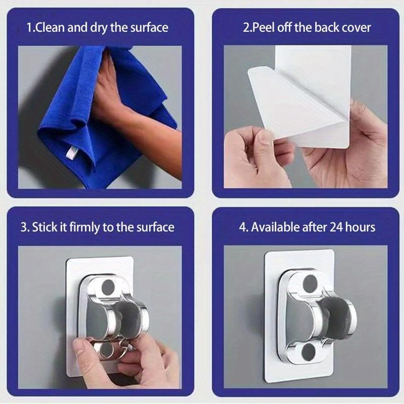 4 Stück Wandmontage Stark Klebend Duschkopfhalter ABS Verstellbare Badezimmer Duschhalterung Einfache Installation Basis