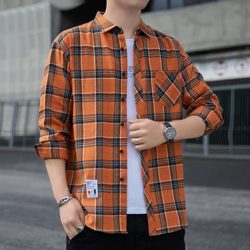 2024 Herr Casual Långärmad Rutig Skjortjacka