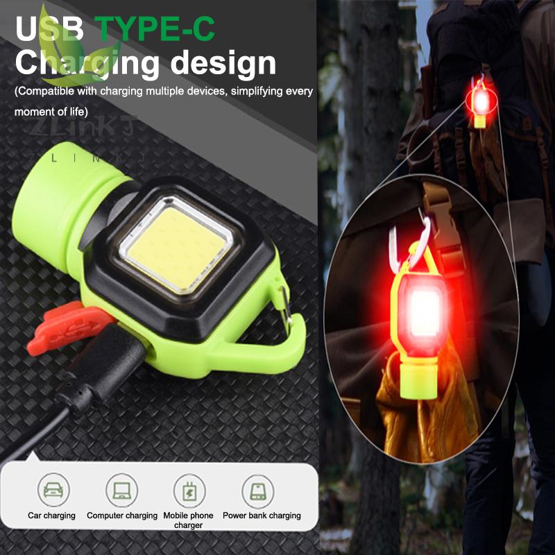 1Pcs Multi-functional Keychain Flashlight Outdoor Portable Work Light Outdoor Camping Light USB Rechargeable Emergency Light