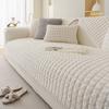Nordic Simple Sofa Cushion Winter Plush Seat Cushion Straight Row Chinese Retro Thickened Non-Slip Flannel Sofa Cover