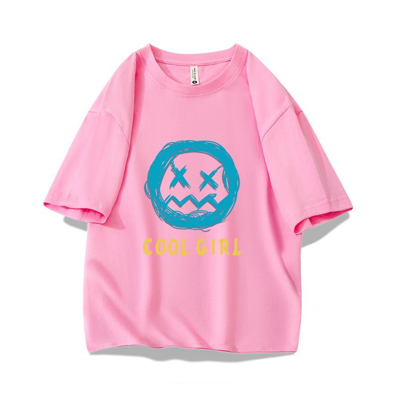 

Smiley Face Cool Girl Print Y2K Girls 100 Cotton TShirt Summer Casual Trendy Vintage Oversized Short Sleeve Unisex Tee 4XL