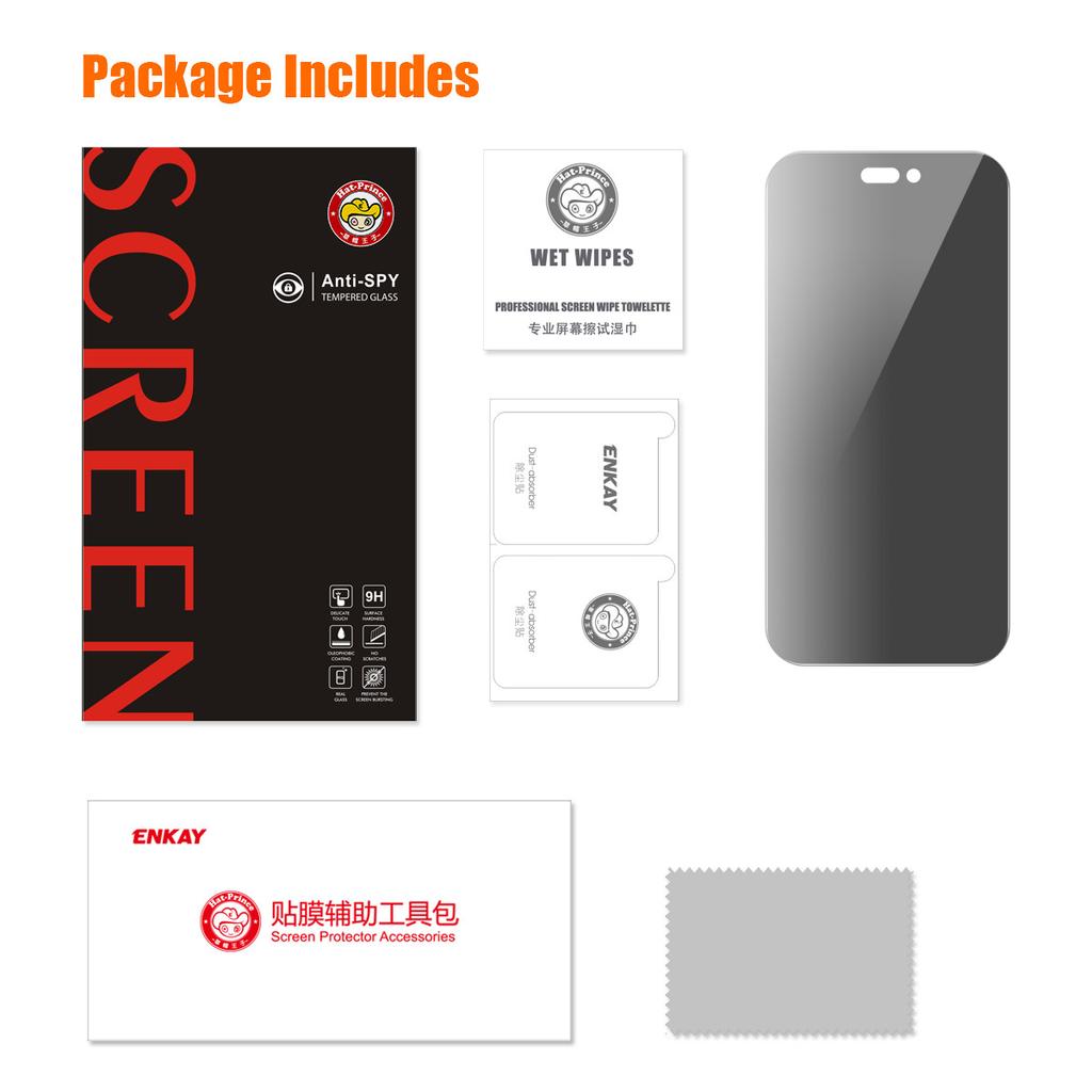 ENKAY HAT PRINCE For iPhone 16 Pro Tempered Glass Film Anti-Spy Privacy Protection Screen Protector