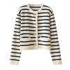 2026 Korean Fashion Sweater Women Cardigans Striped Knitted Female Sweater Winter Short Cardigan Long Sleeve Cardigan Top