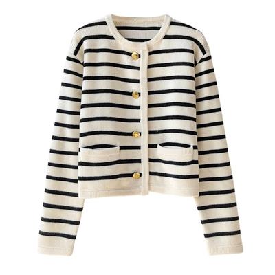 2026 Koreaanse Mode Trui Dames Vesten Gestreept Gebreid Dames Trui Winter Kort Vest Lange Mouw Vest Top