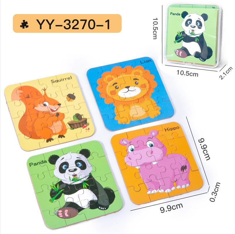 Wooden Children'S Early Education 3D Three-Dimensional Word Puzzle Animal Traffic Puzzle Enlightenment Parent-Child Interaction Educational Toy