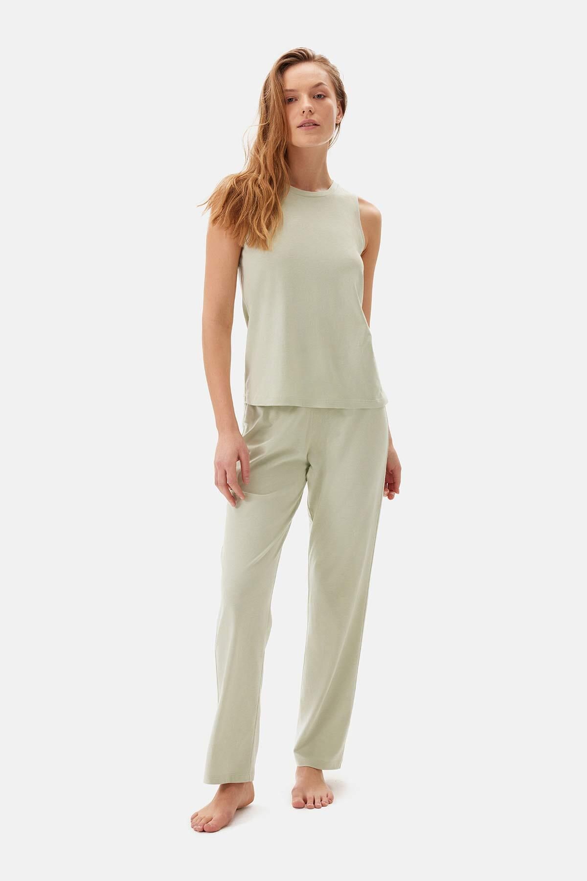 

Женская мода, новый пижамный комплект, зеленая майка с толстым ремешком