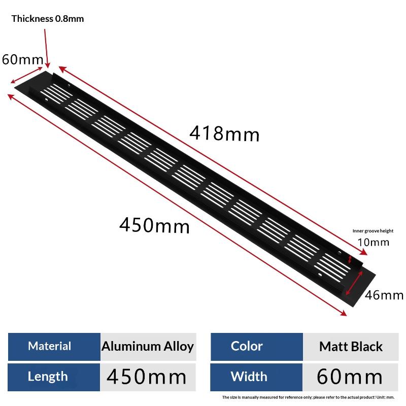 1Pcs Household Air Vent Grille Wall Ventilation Cover Wardrobe Parts 50/60/80mm*150-500mm Aluminum For Cupboard DIY Accessories