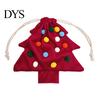 Soft Fabric Party Favors Christmas Tree Drawstring Gift Bag, Plush Pom Bell Hanging Cute Fur Ball Ornaments Ornament, Reusable Candy Pouch Decor
