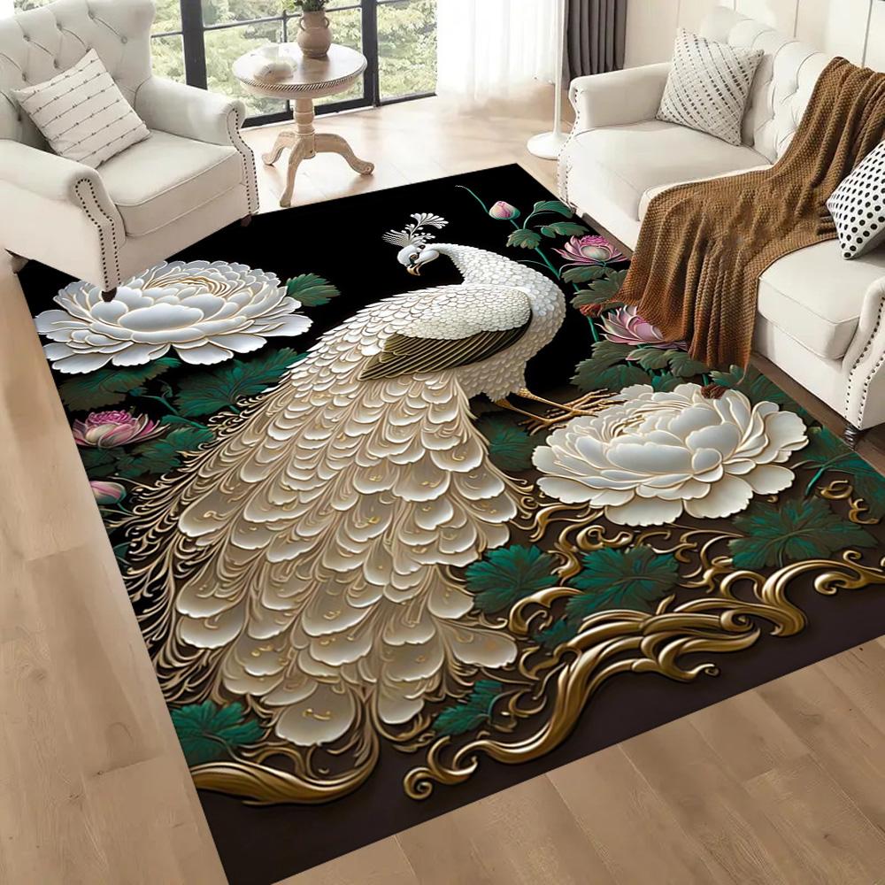 Elegant Peacock Fantasy Art Floor Mats for Living Room, Bedroom and Room Decoration Are Suitable for Gifts.
