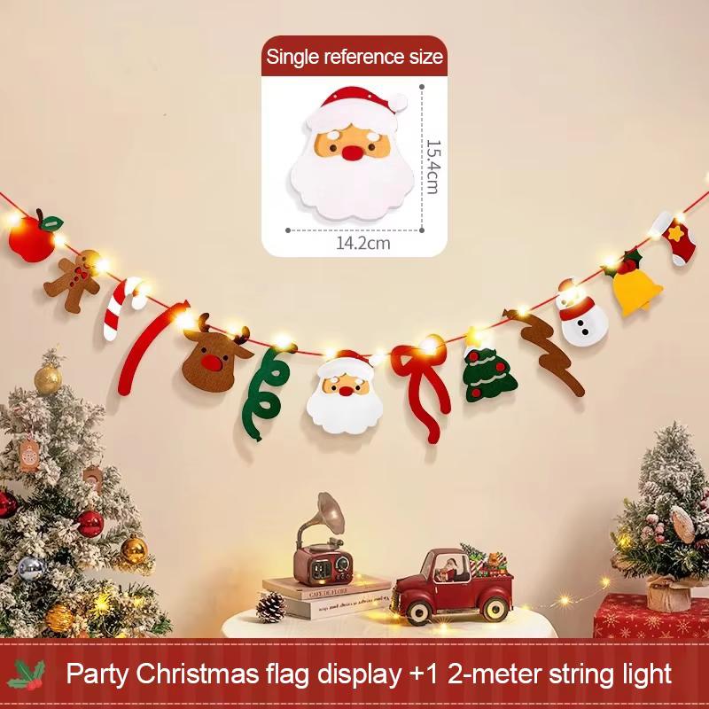 DIY Handmade LED String Light Decorated Holiday Hanging Home Room Ambient Hanging  Background Pull Flag Banner Pendant Lights