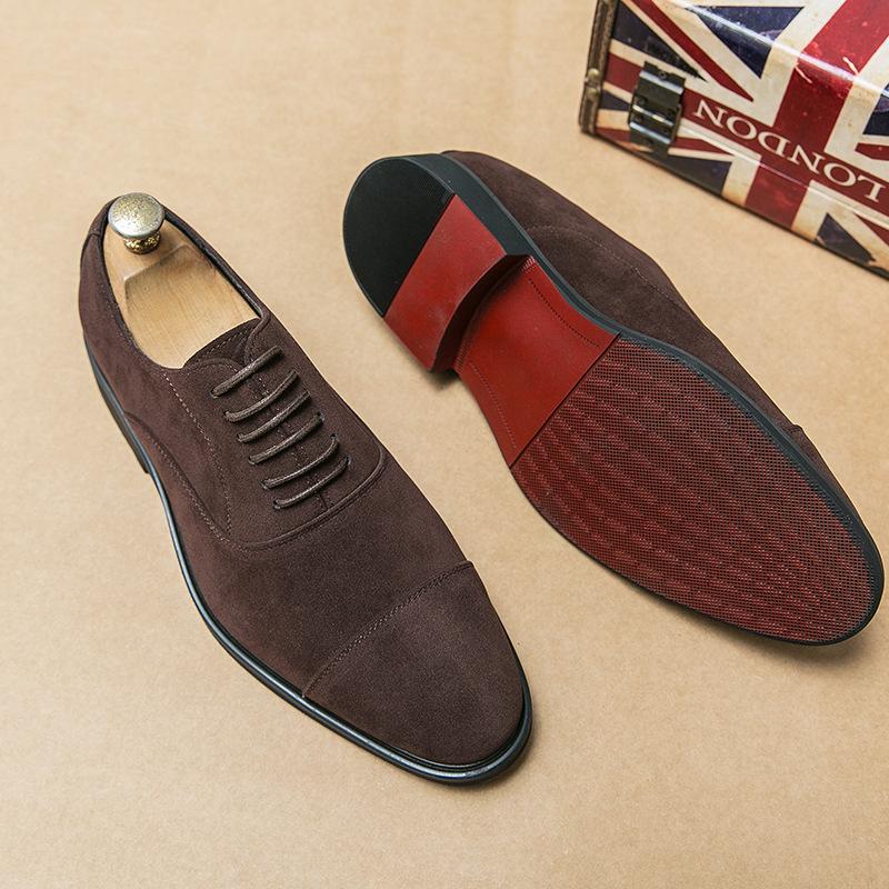 Three joint leather shoes spring and autumn business dress free lace-up trend fashion low-top unit with leather shoes