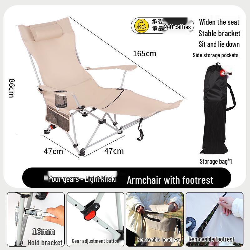 Foldable Outdoor Chair with Adjustable Backrest and Footrest