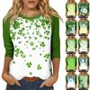 Damer St. Patrick's Day-tryck Rund hals Trekvartsärm Topp
