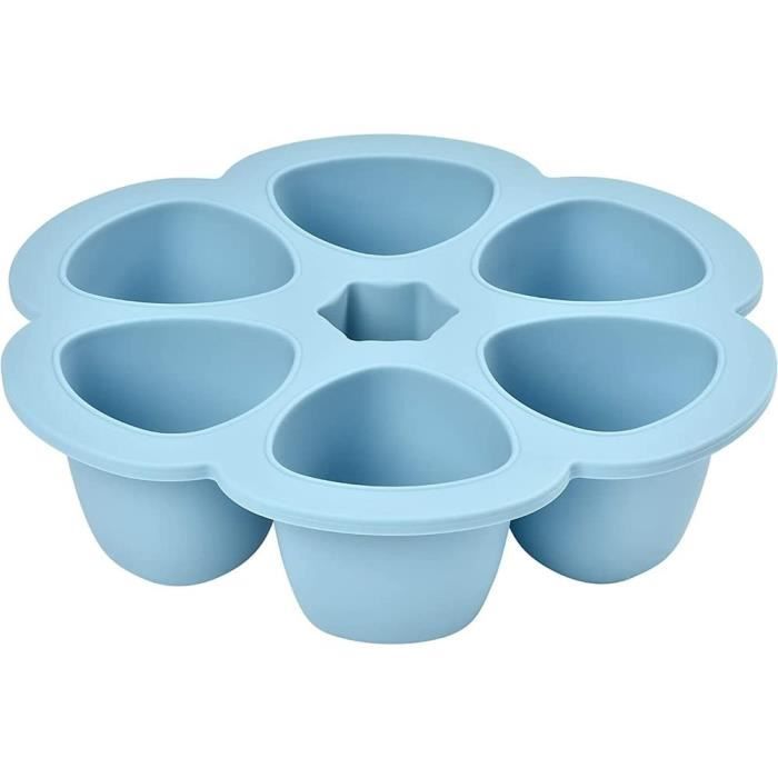 BEABA Premium Quality Silicone Multipots, Thermal Resistance, Airtight Lid, Made In Italy, 6x90 Ml Blue
