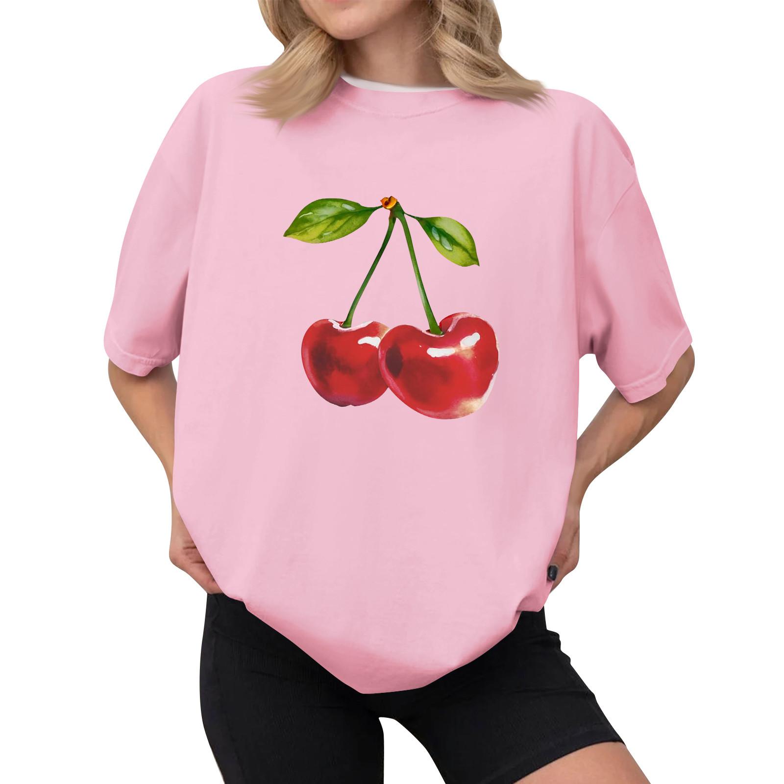 

Женская повседневная футболка с принтом, пуловер с круглым вырезом, топ с короткими рукавами XXXL розовый