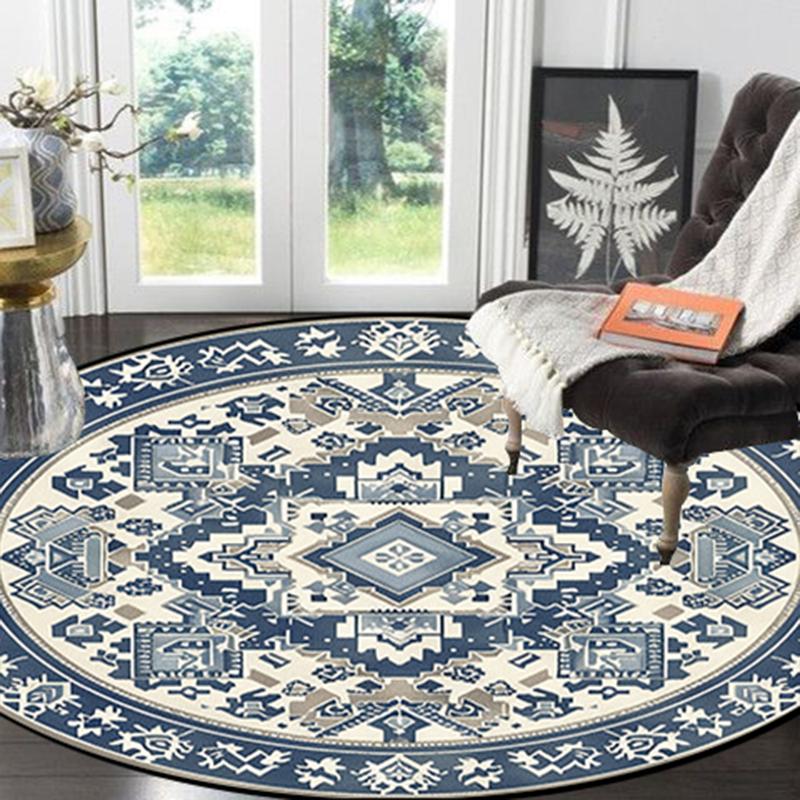 American Retro Round Lving Room Carpet Large Bedroom Decor Sofa Mat Non-slip Cloakroom Lounge Rug Washable Hanging Chair Rug