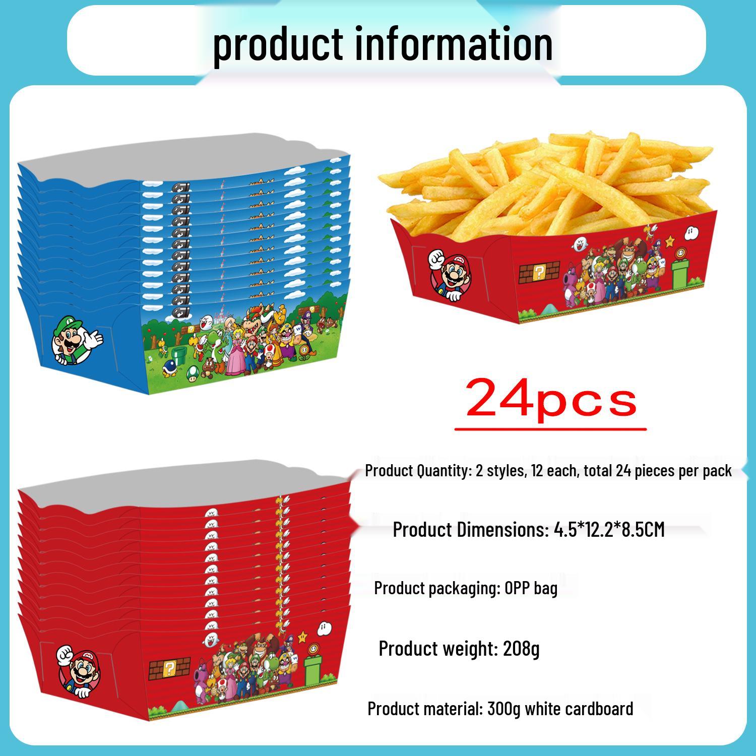 Mario-Themed Snack Box for Parties (Fries, Candy, Popcorn)