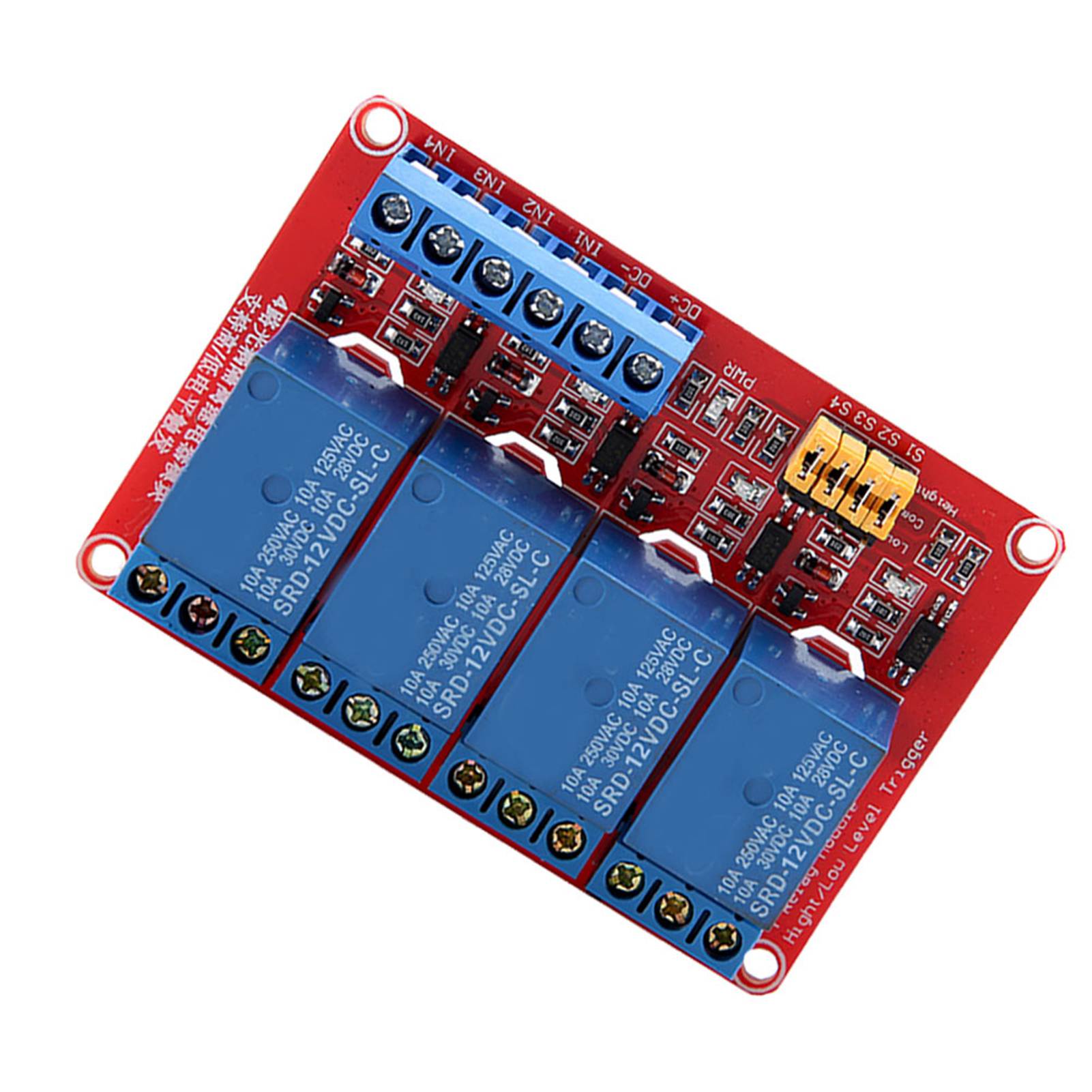

4-канальна оптронна релейна плата високого та низького тригера 5V12V24V(12В)