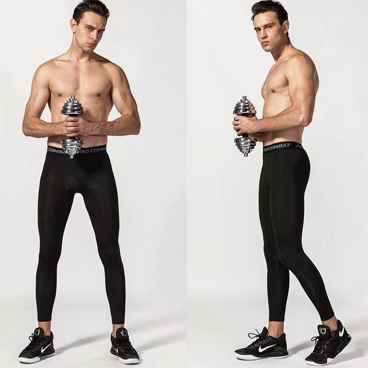 Men's Fleece-Lined Sports Tights: Warm, High-Elasticity, Quick-Dry Base Layer for Running, Basketball, and Training.