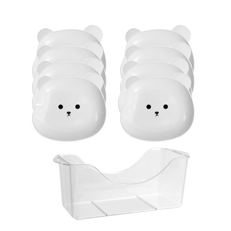 

8pcs Plastic Desktop Spit Bone Dish Household Thickened Dinosaur Bear Cat Shaped Tableware Anti-drop Fruit Plate Table 5 inch білий