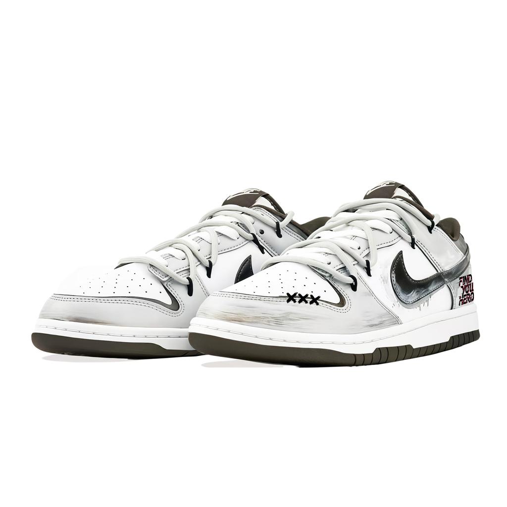 Nike Dunk Abrasion Resistant Abrasion Resistant Low Top Skateboard Shoes Men's White Gray HF5441-111(Team266-)