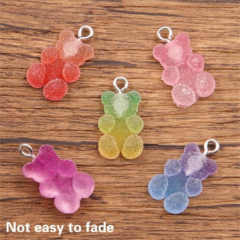 20Pcs Mixed Color Bear Heart Star DIY Charm Versatile Resin Pendants for Handmade Jewelry and Keychain Embellishments