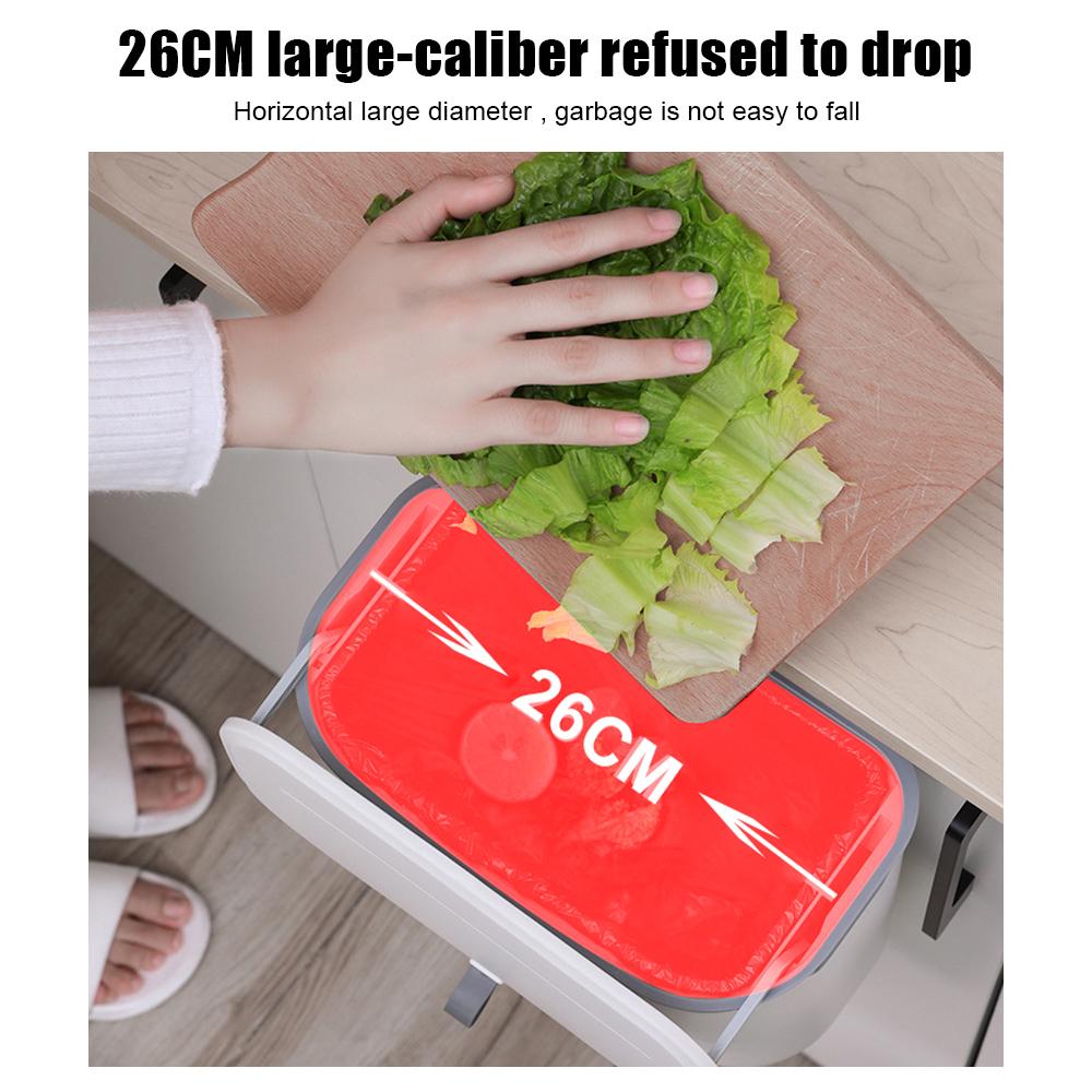 Wall Mounted Kitchen Cabinet Door Dustbin 7L Garbage Cans For Kitchens Hanging Trashs Can With Lid Waste Bin Counter Bins bianco