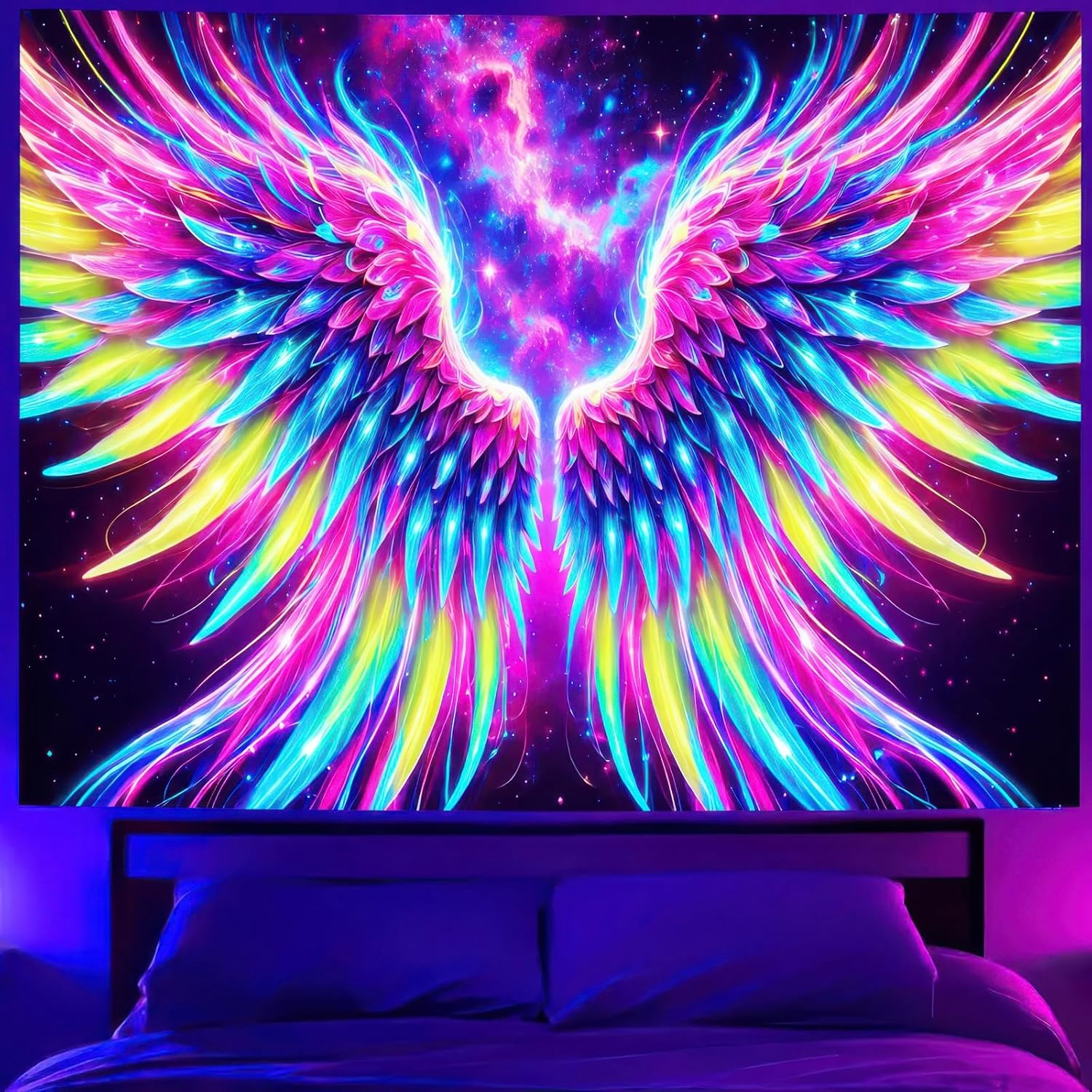Tapestry blissyard dark night neon glow uv 75x100